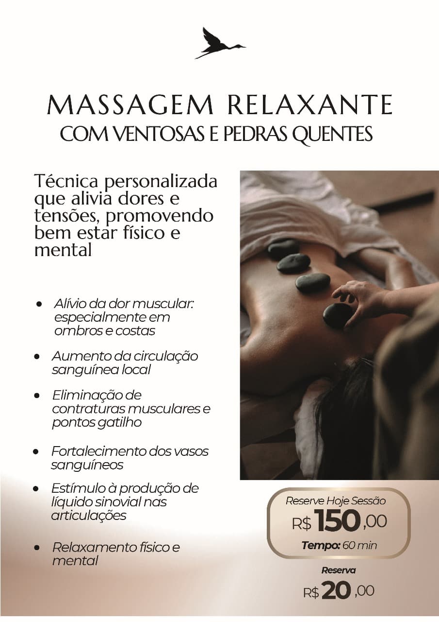 MASSAGEM RELAXANTE COM VENTOSAS E PEDRAS QUENTES